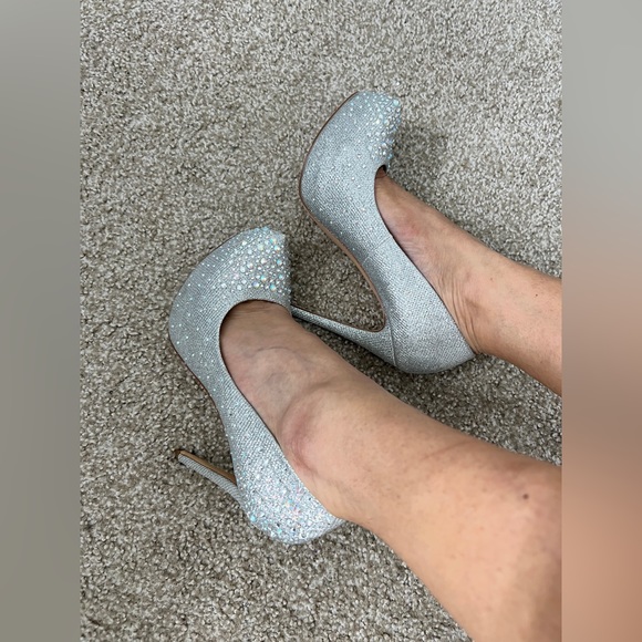 Silver fabulicious pleaser glitter shoes heels - Picture 2 of 10
